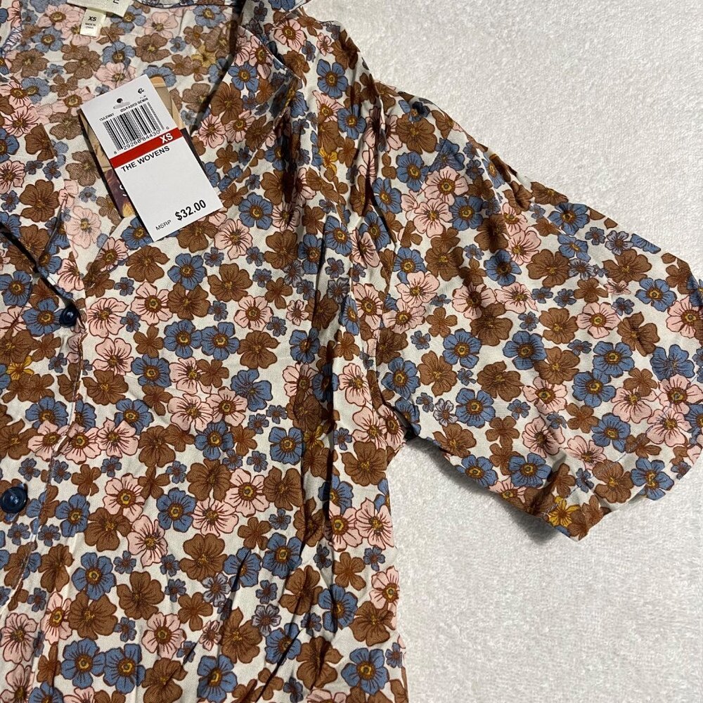 SELFIE Womens Cropped Tie Front Button-Down Top, Size XS, NWT - Picture 7 of 14